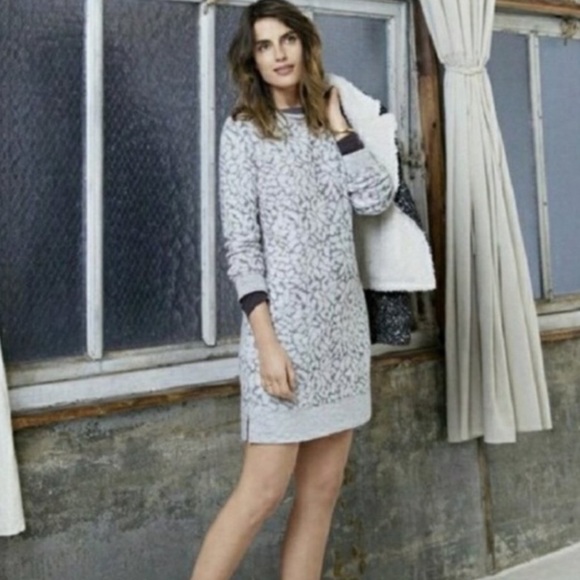 Lou & Grey gray leopard print sweater dress - Picture 2 of 10
